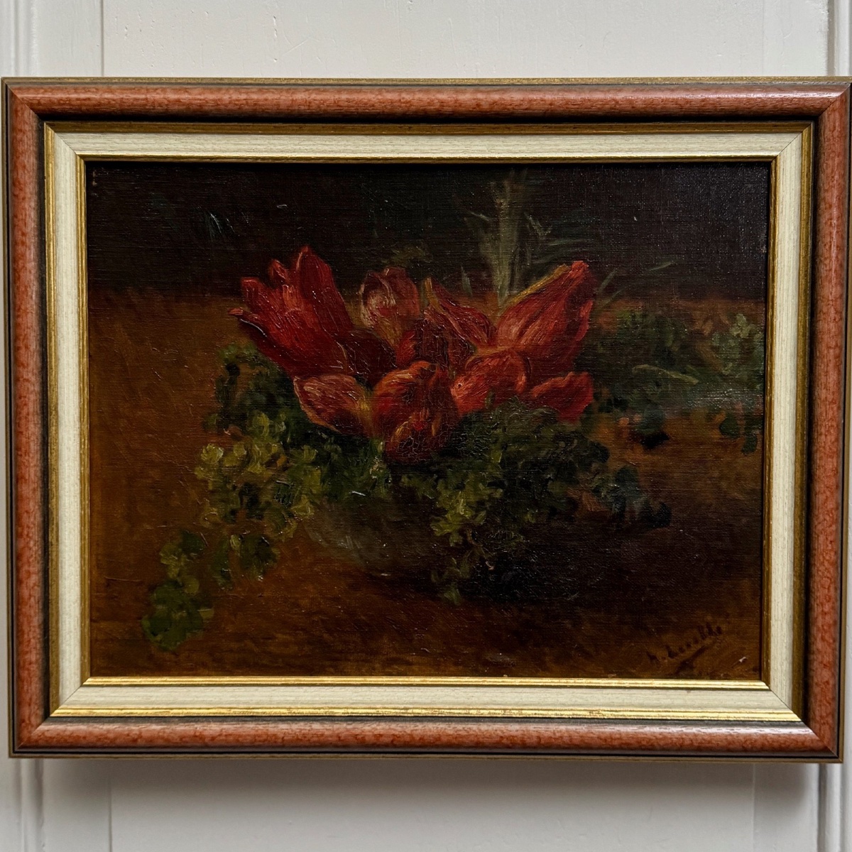 Oil On Panel, Still Life With Tulips, Early 20th Century -photo-2