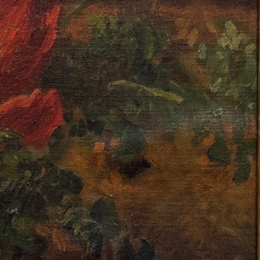 Oil On Panel, Still Life With Tulips, Early 20th Century -photo-4