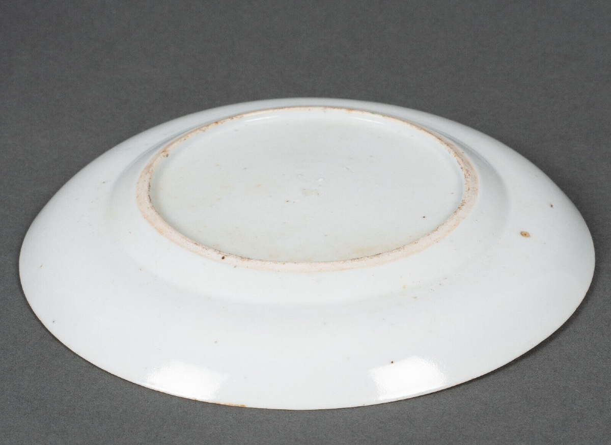 19th Century Canton Porcelain Plate With Floral Decoration Of Birds And Butterflies-photo-3