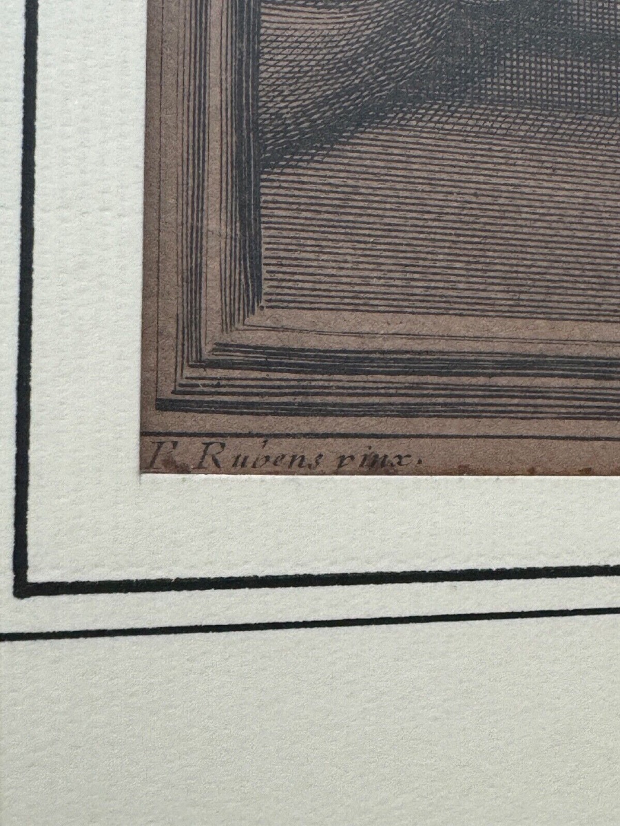 Gravure XVIIIe d'après le Mariage de la Vierge de P. Rubens -photo-3