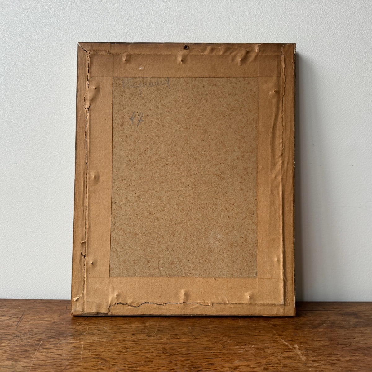 Dessin au crayon portrait de jeune femme début XXe cadre doré -photo-4