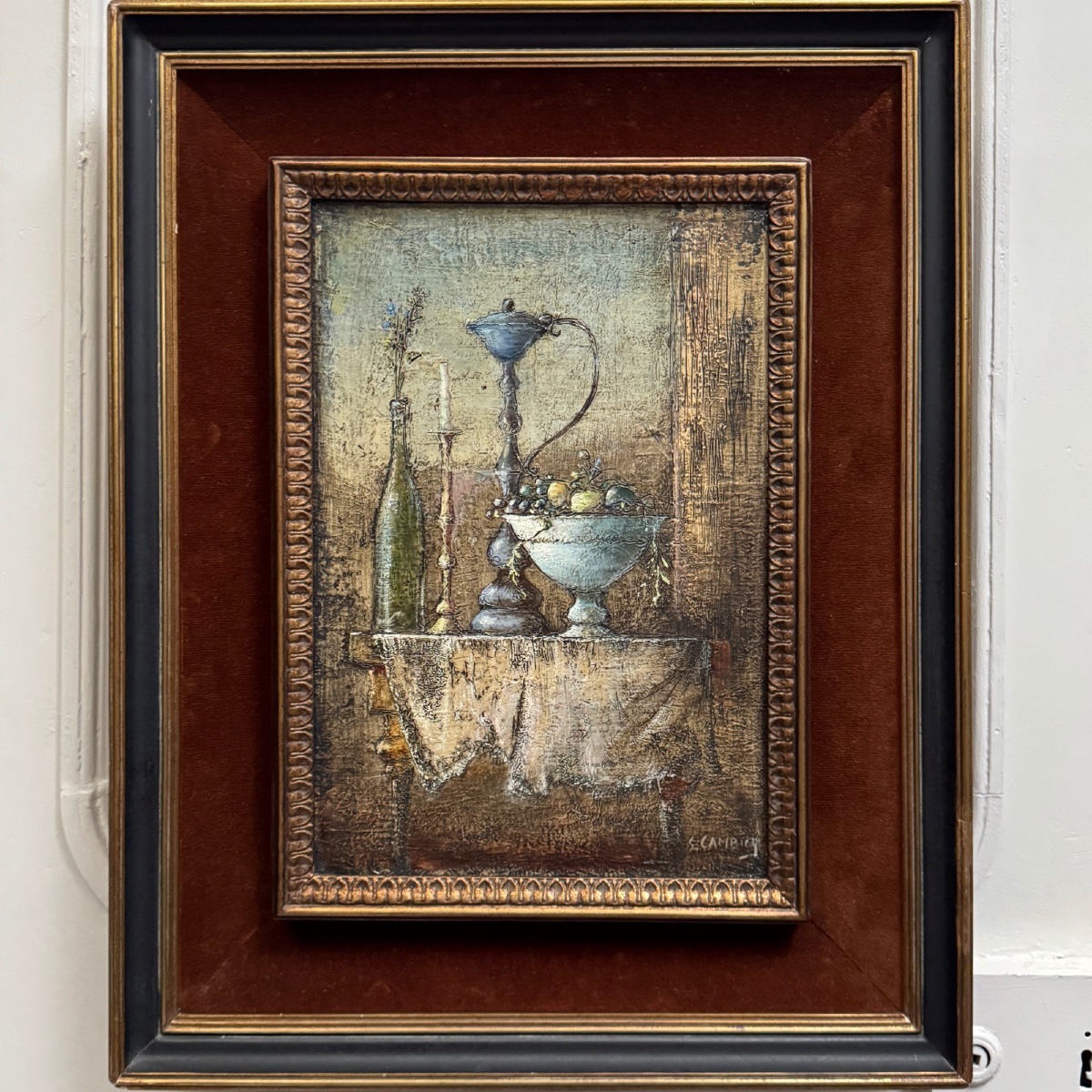 Oil On Canvas, Still Life With Fruit, 20th Century, By Cambicq -photo-2