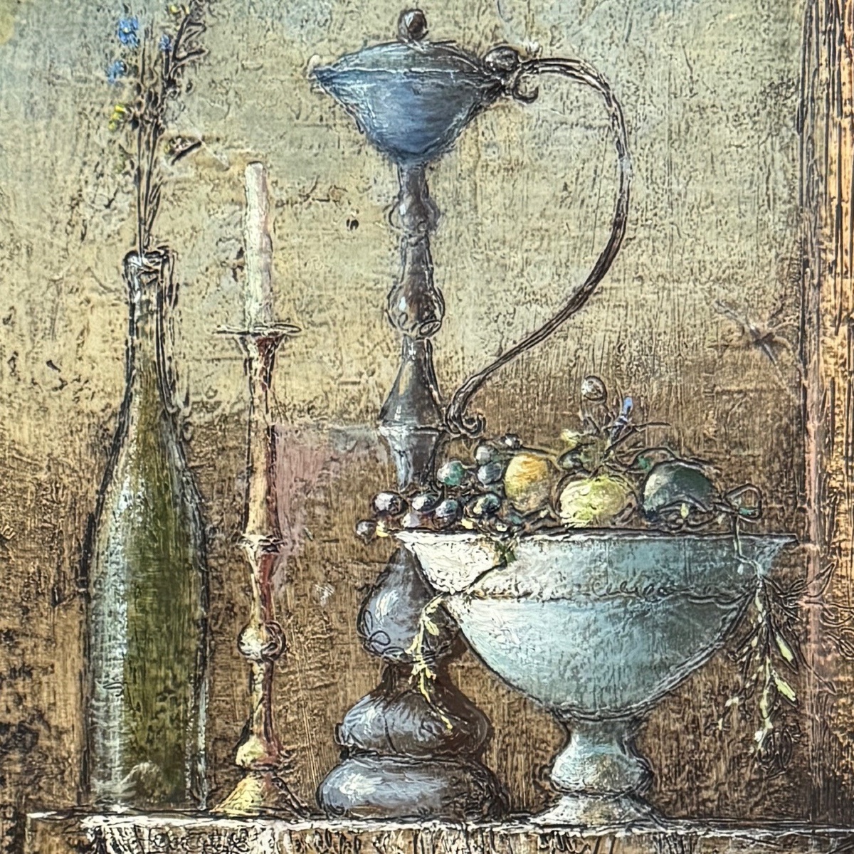 Oil On Canvas, Still Life With Fruit, 20th Century, By Cambicq -photo-4