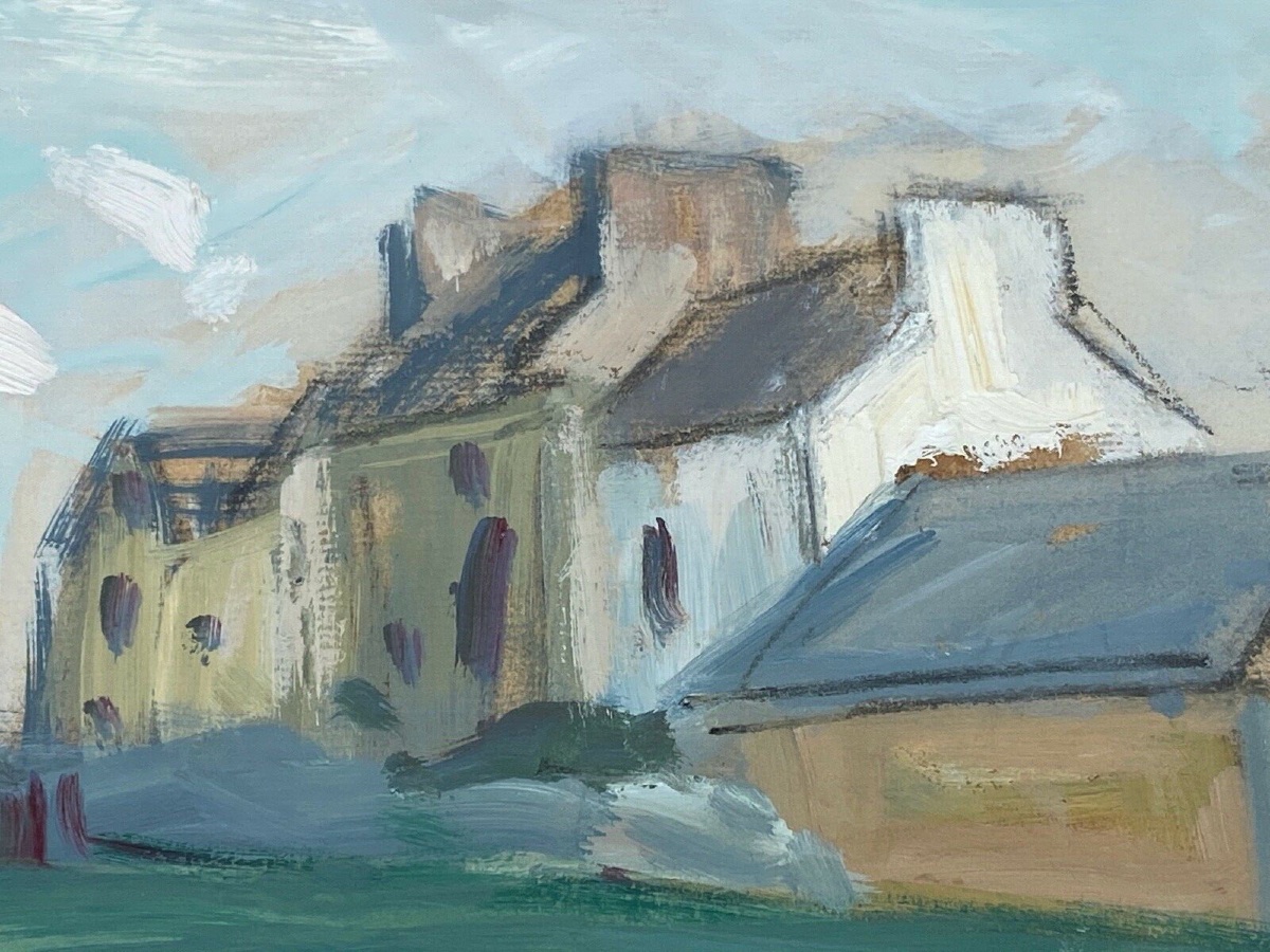 Aquarelle par Paul Paquereau meules de foin XXe-photo-4