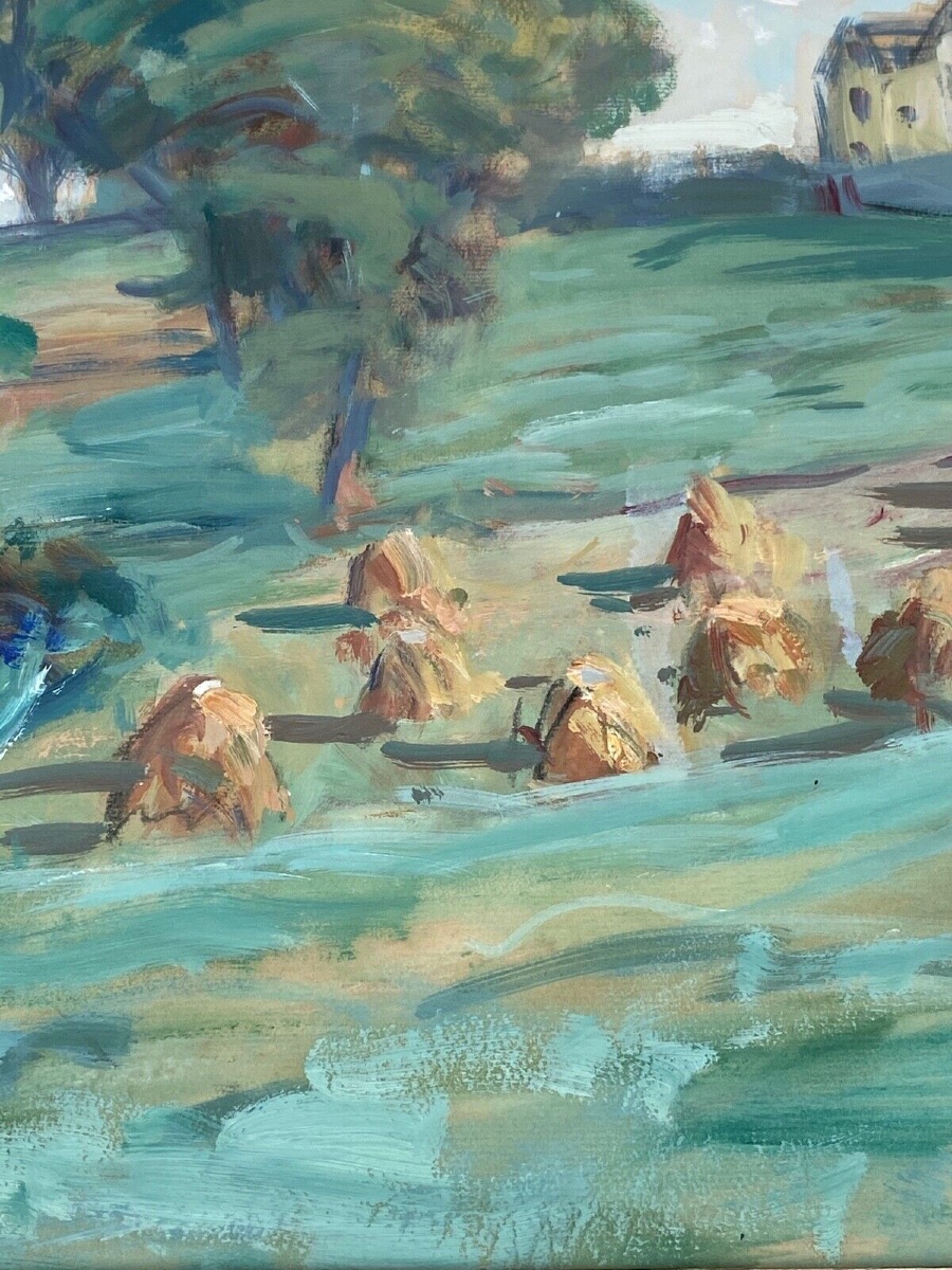 Aquarelle par Paul Paquereau meules de foin XXe-photo-7