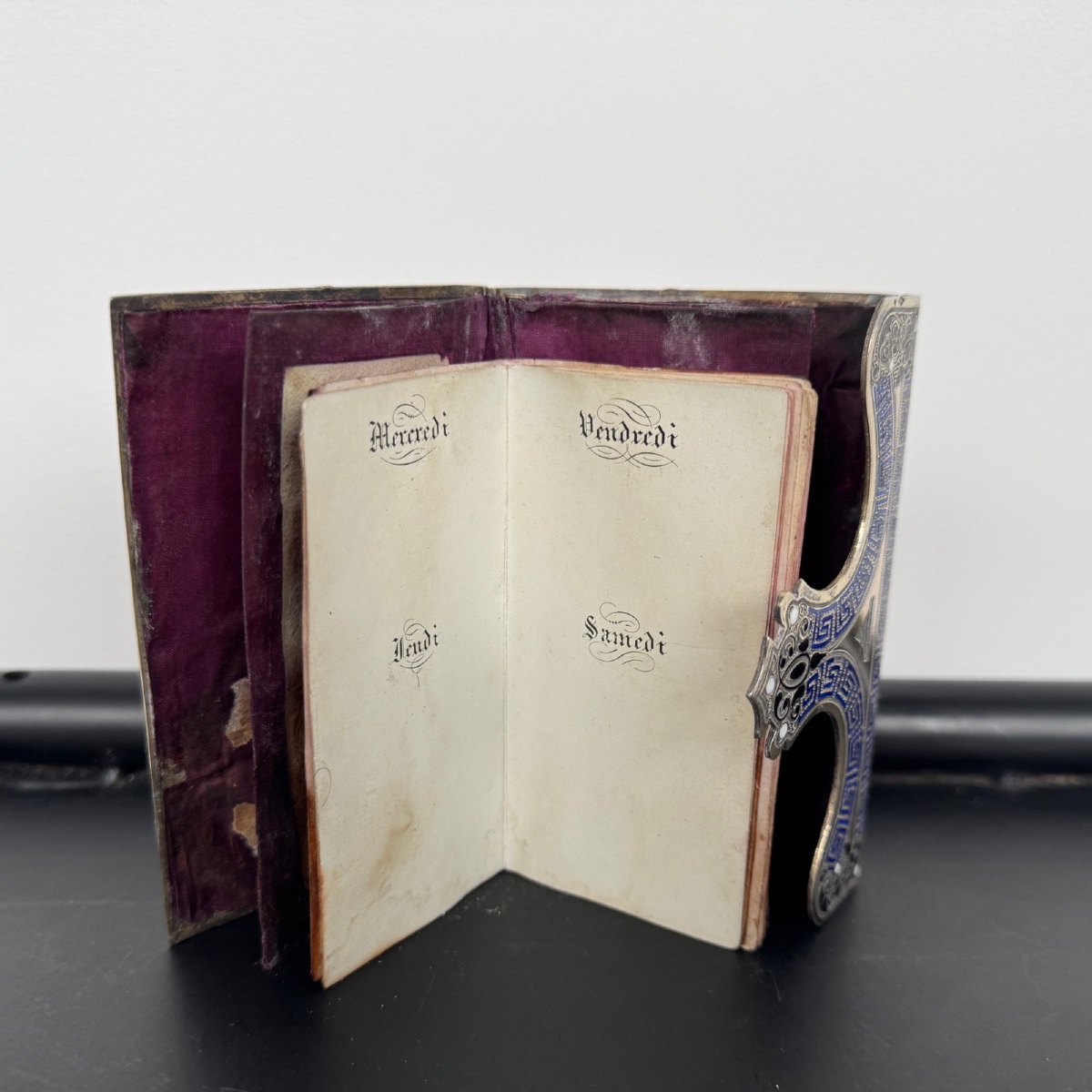 Silver Dance Card With Cloisonné Decoration, Late 19th Century, Napoleon III Period -photo-5