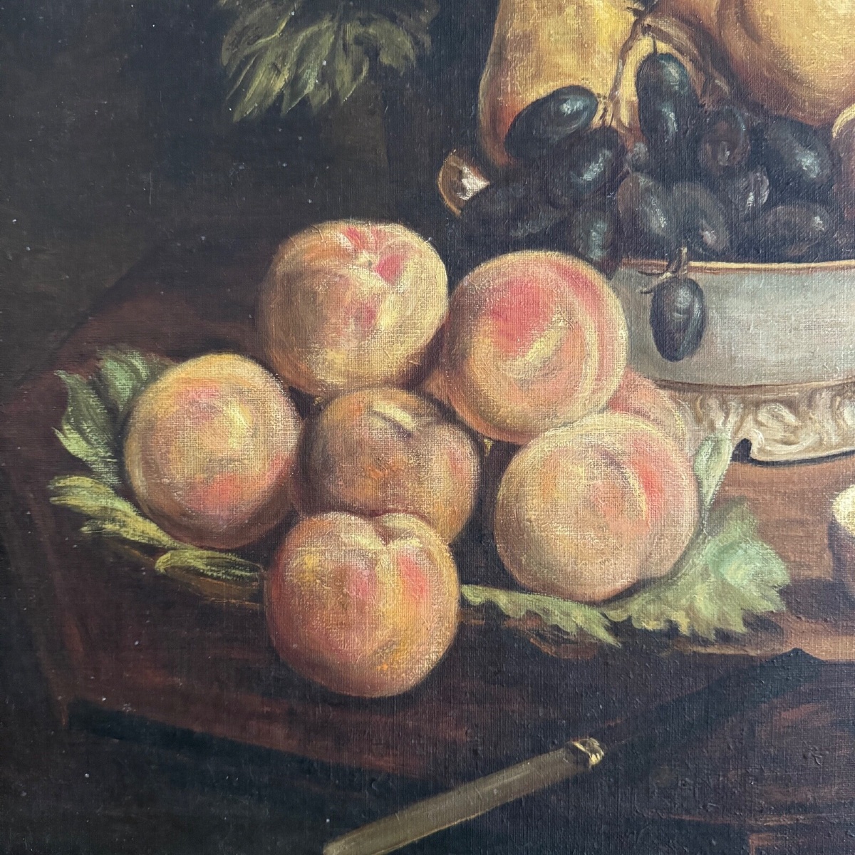 Oil On Canvas, 1900, After Fantin-latour, Still Life, Flowers And Fruit-photo-3