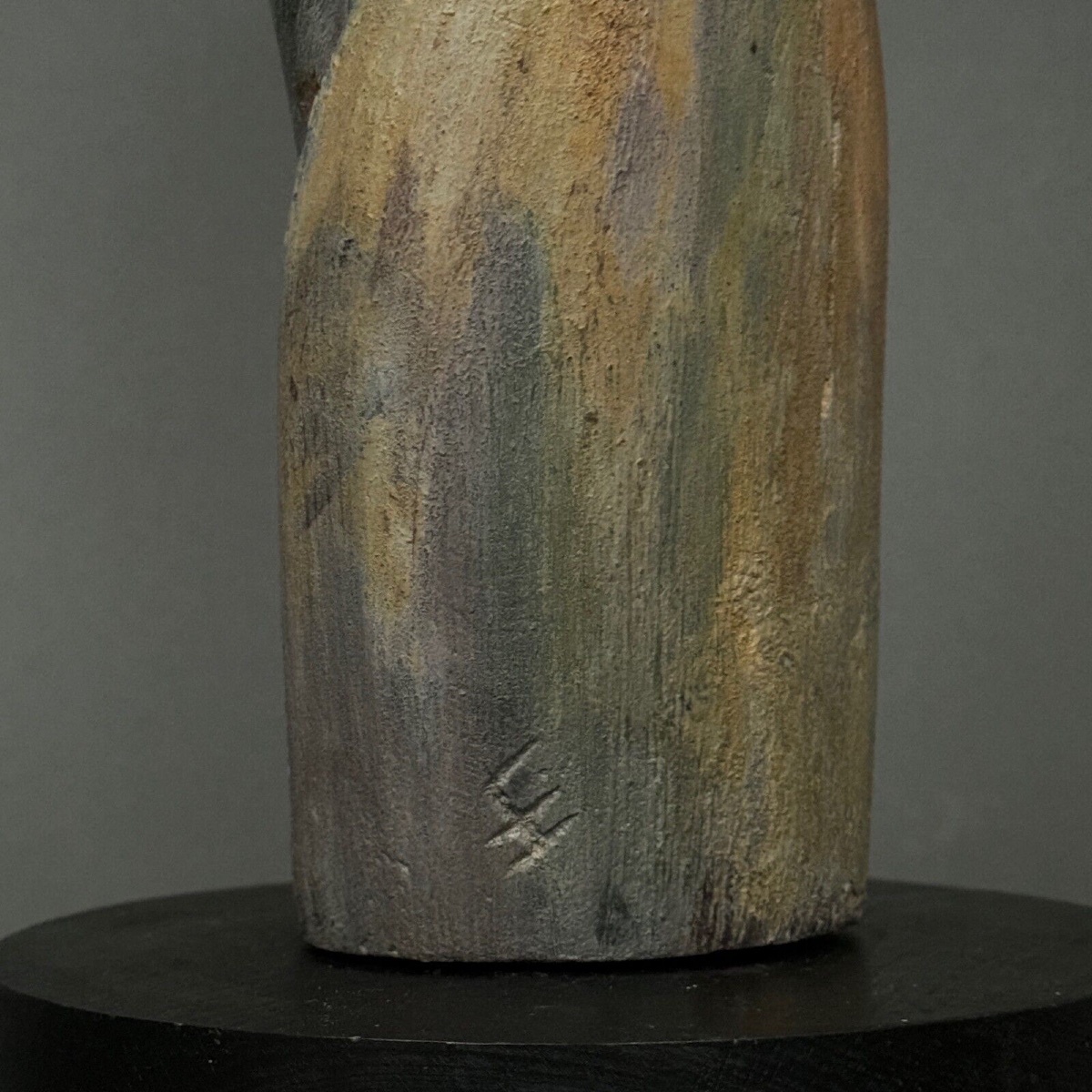 Wooden Sculpture By Calin Hentea, 20th Century, Woman With A Bird -photo-4