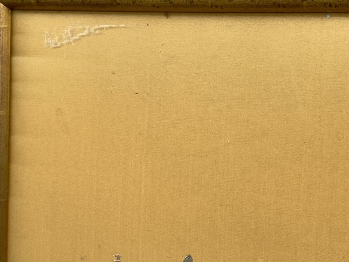 Broderie sur soie Chine fin XIXe personnages étendards végétation-photo-6