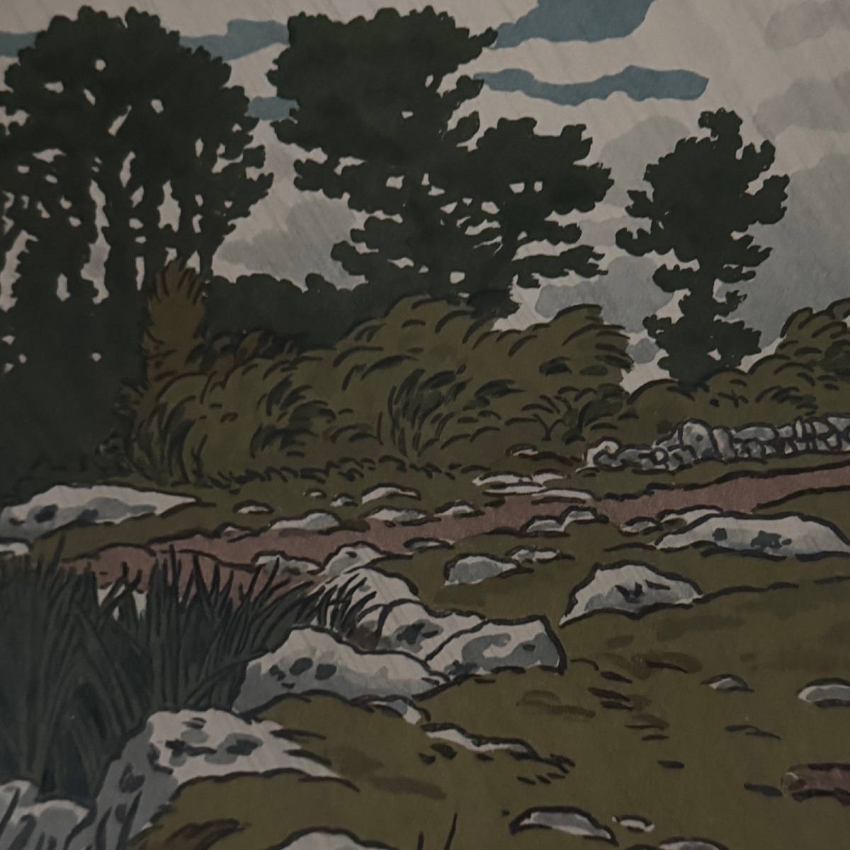 Lithographie par Henri Rivière Ruisseau à Lopérec -photo-4