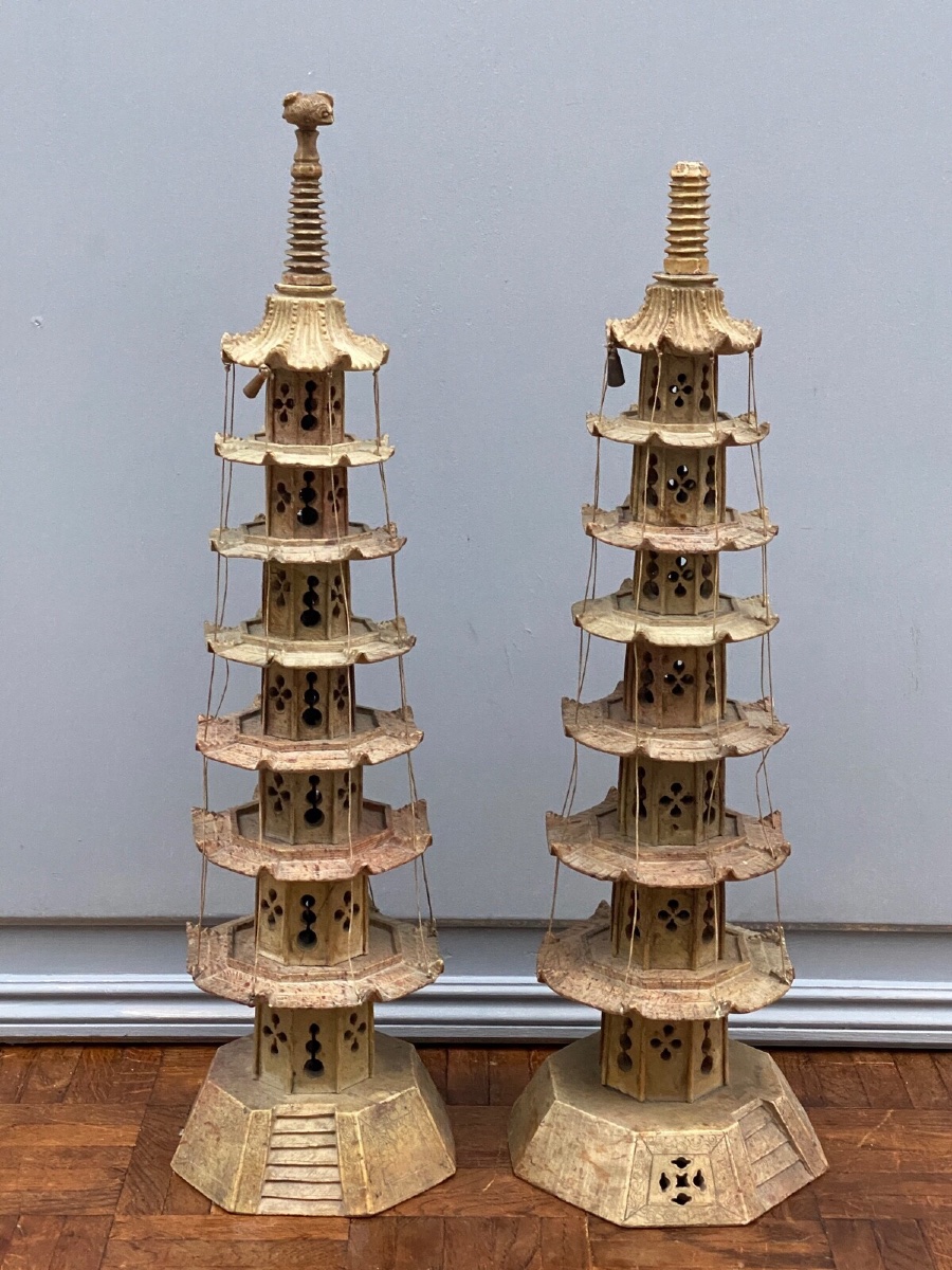 Hardstones Depicting Pagodas, 19th Century, China -photo-2