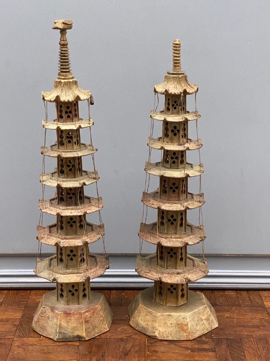 Hardstones Depicting Pagodas, 19th Century, China -photo-3