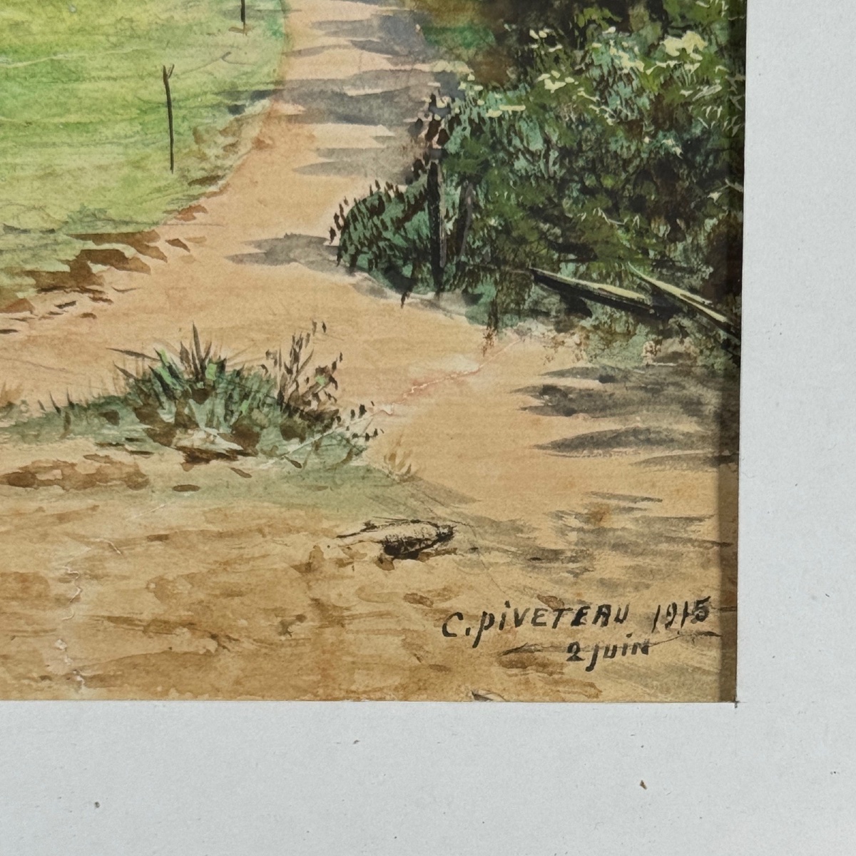Watercolor On Paper Depicting A Path By C. Piveteau, 1915-photo-1