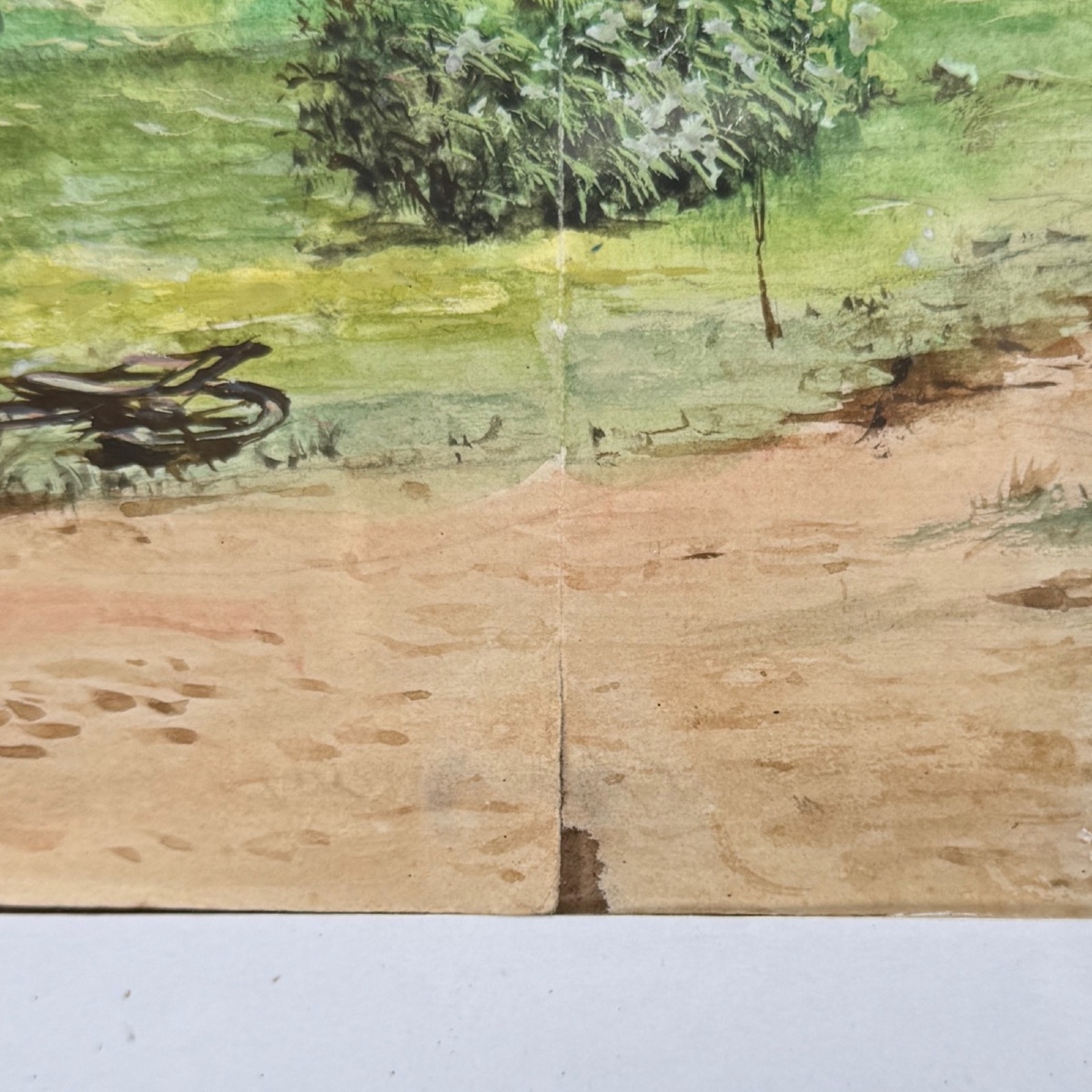 Watercolor On Paper Depicting A Path By C. Piveteau, 1915-photo-2