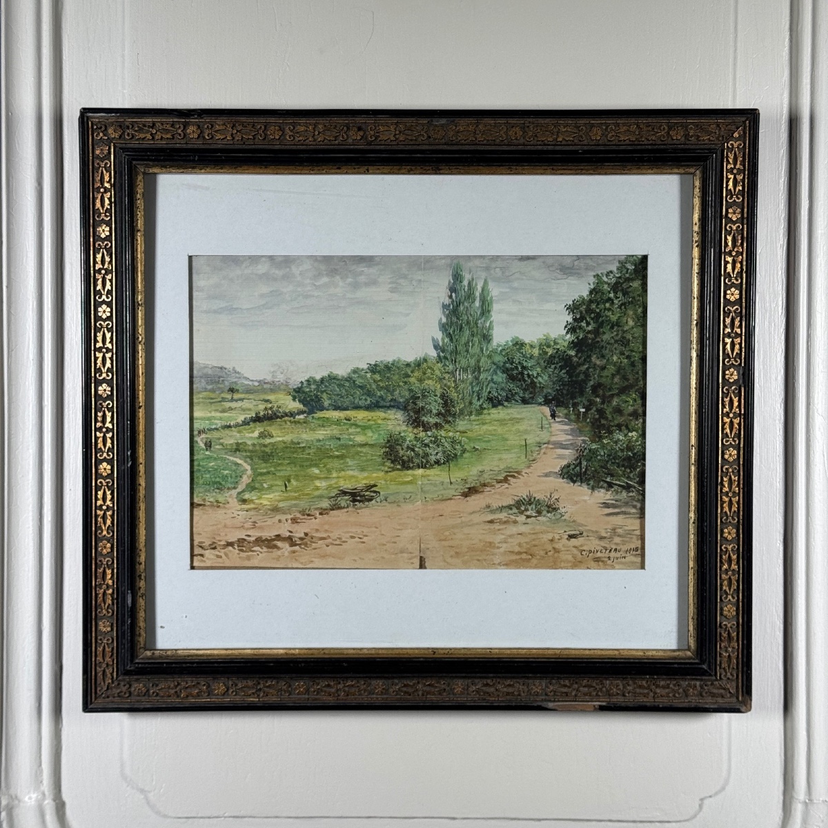 Watercolor On Paper Depicting A Path By C. Piveteau, 1915