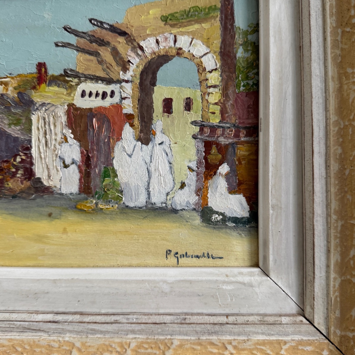 Huile orientale sur carton au couteau par P. Gobewille -photo-4