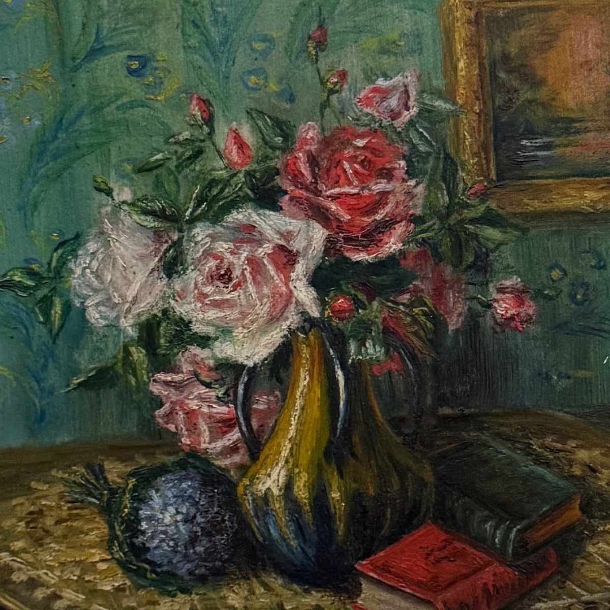 Aquarelle sur papier nature morte bouquet de fleurs XXe par Rivoto-photo-2