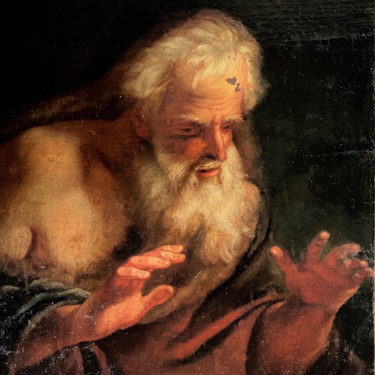 Huile sur toile portrait d'homme mythologie XVIIe -photo-4