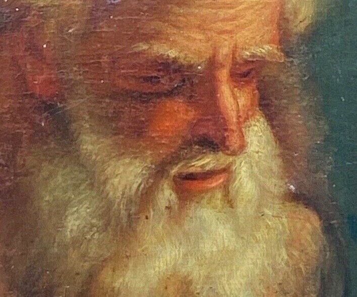 Huile sur toile portrait d'homme mythologie XVIIe -photo-2