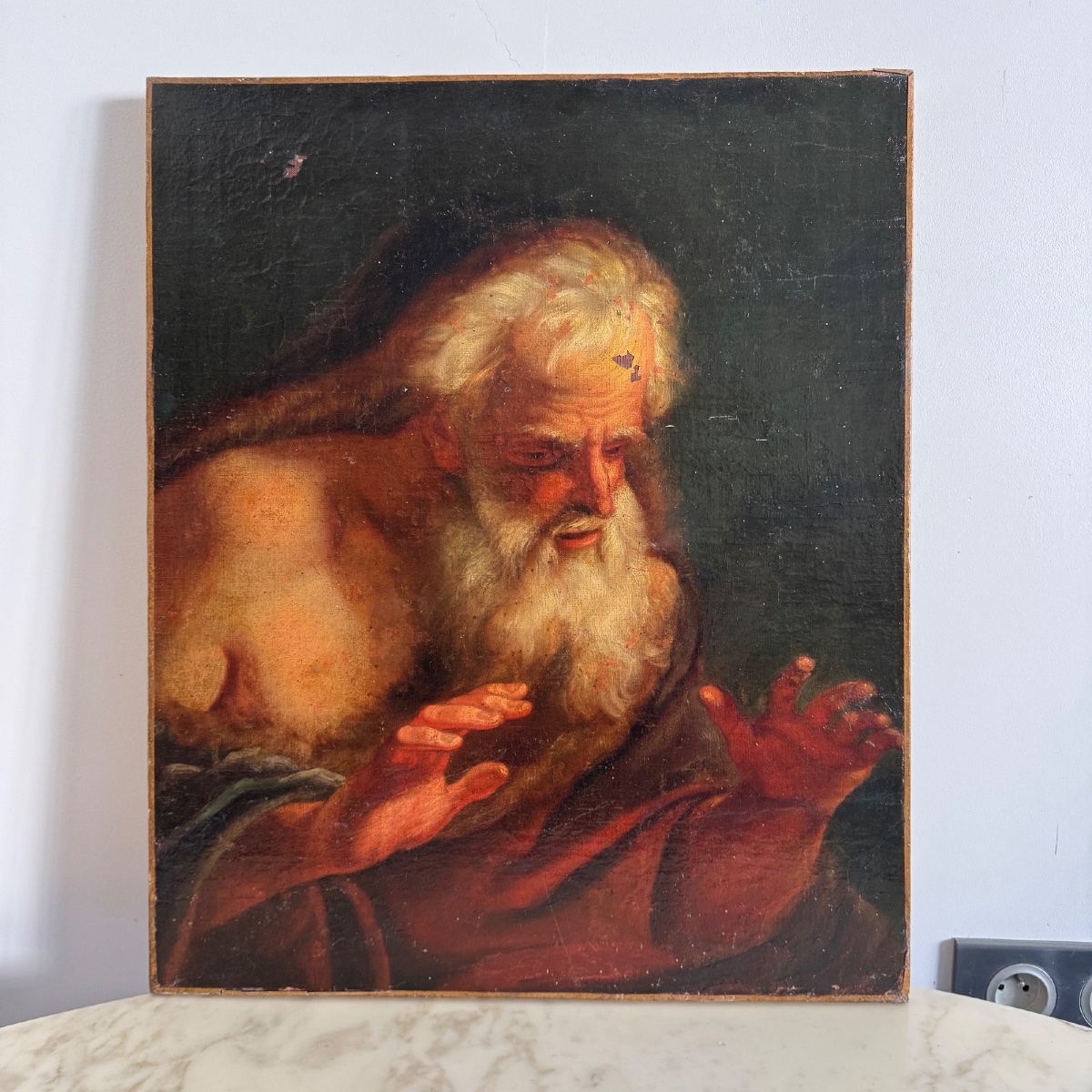 Huile sur toile portrait d'homme mythologie XVIIe -photo-7