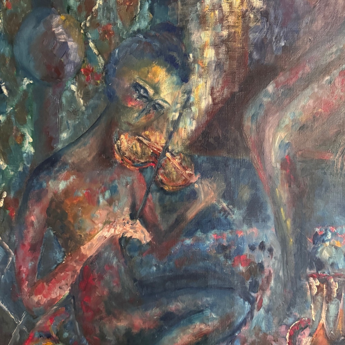 Huile sur toile femme au violon par Véronique Maude Fini -photo-4