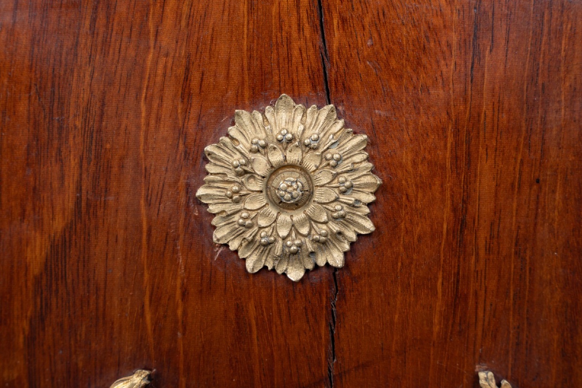 Pendule en acajou maison Balthazard bronze doré chérubins cadran émail-photo-1