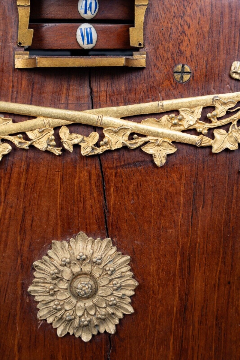 Pendule en acajou maison Balthazard bronze doré chérubins cadran émail-photo-2