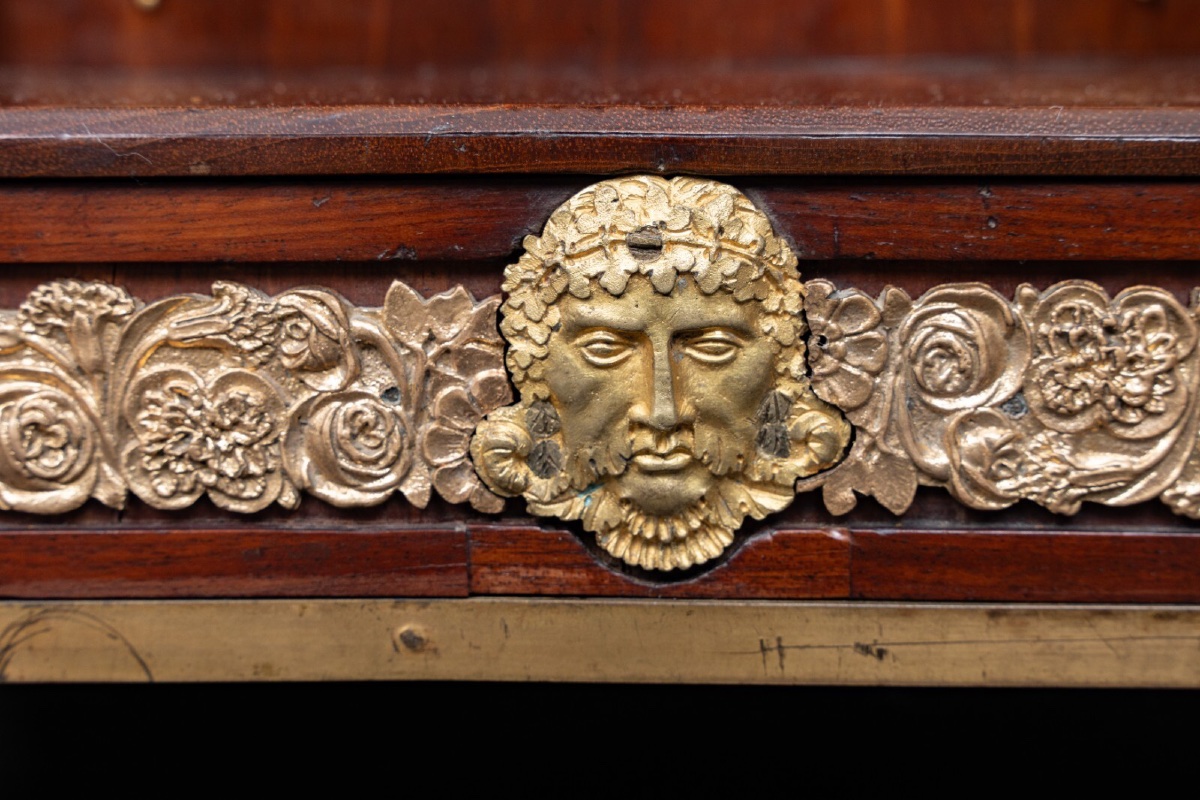 Pendule en acajou maison Balthazard bronze doré chérubins cadran émail-photo-6