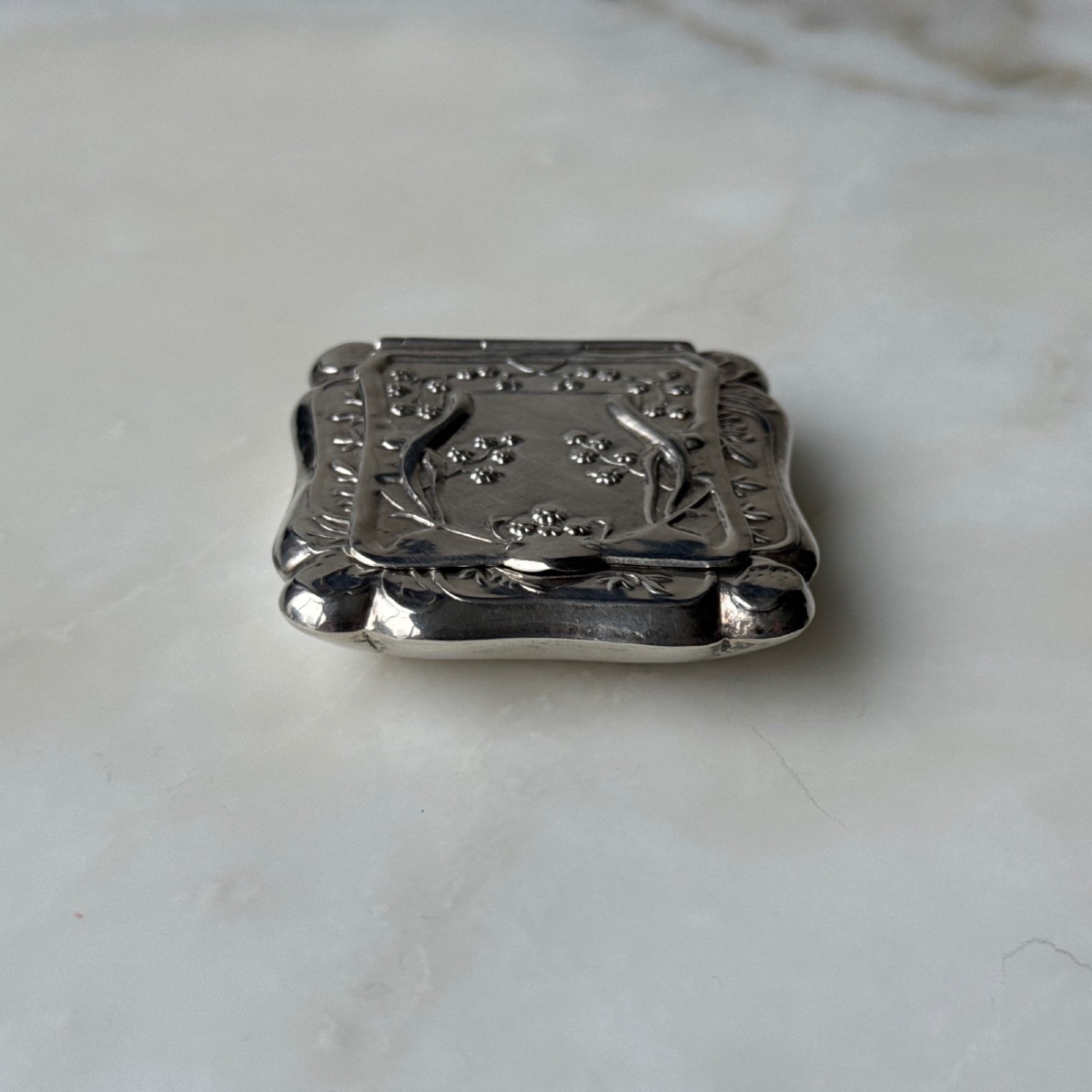 Art Nouveau Silver Box, Circa 1900, Decorated With Plants -photo-4