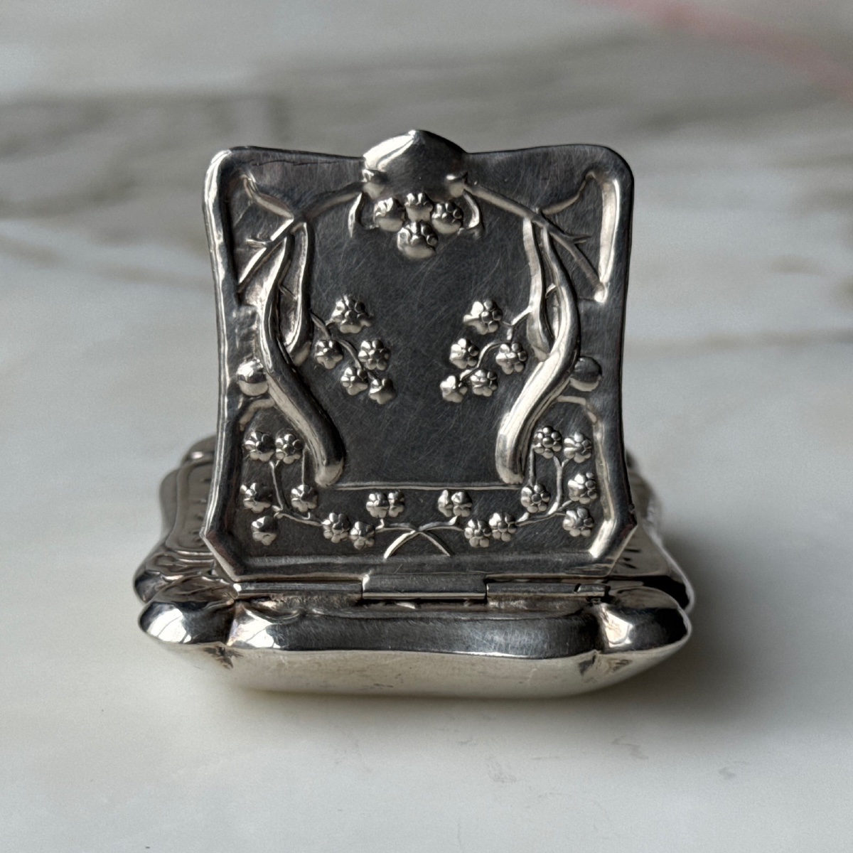 Art Nouveau Silver Box, Circa 1900, Decorated With Plants -photo-6