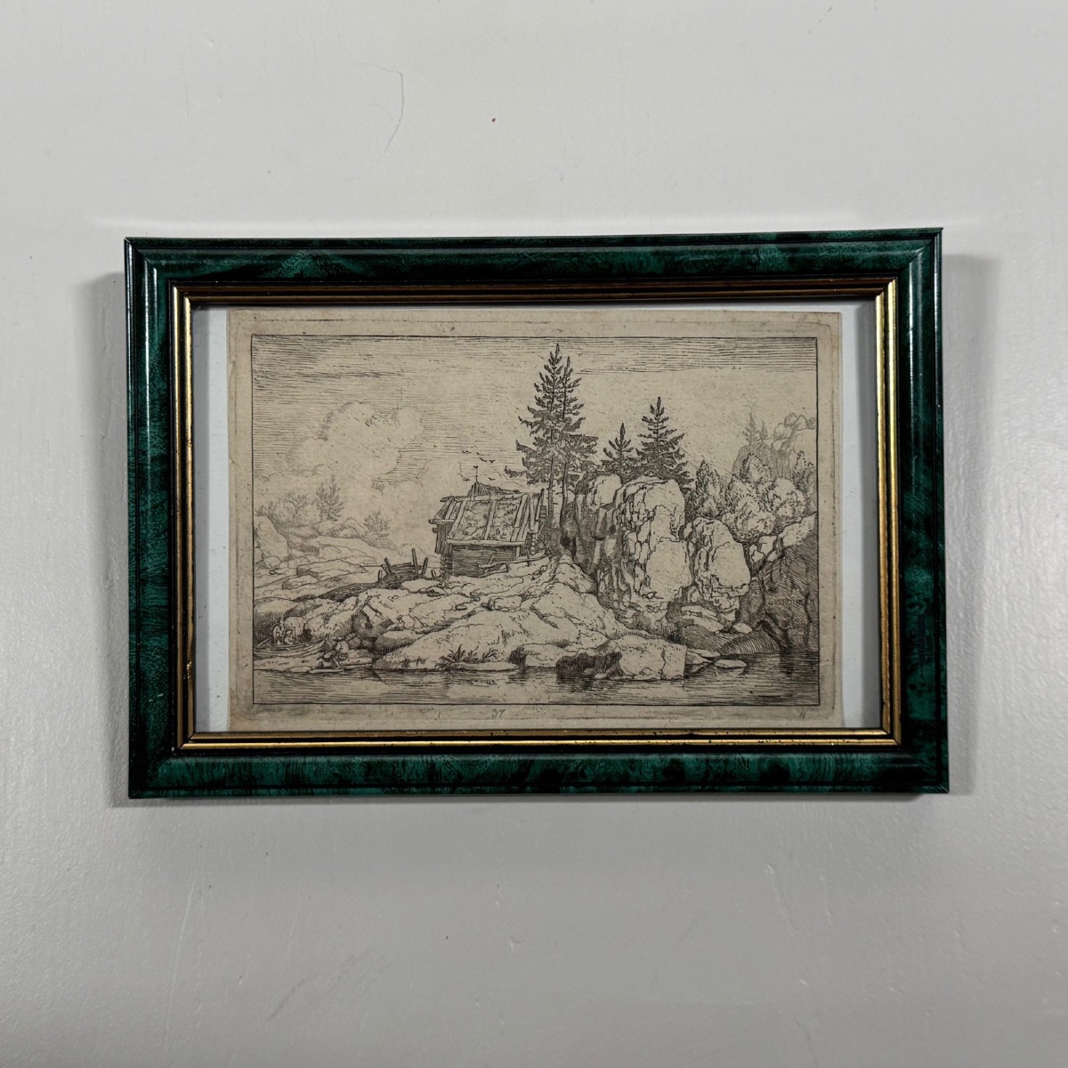 17th-century Engraving: The Two Pines Near The Thatched Cottages By Allart Van Everdingen-photo-2