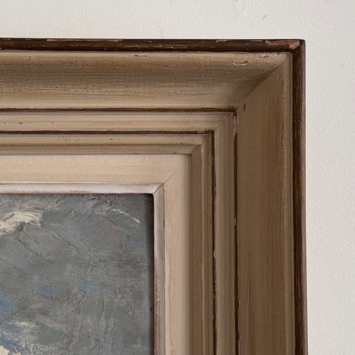 Huile sur carton représentant la houle par Cavver XXe cadre cérusé-photo-5