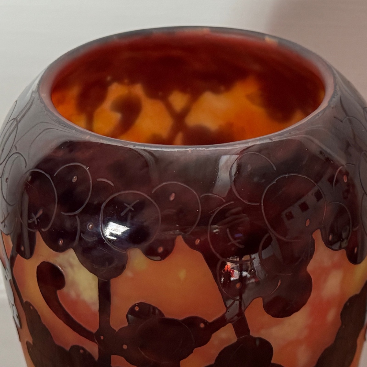 Vase Le Verre Français Charles Schneider décor perlières hauteur 32 cm-photo-3