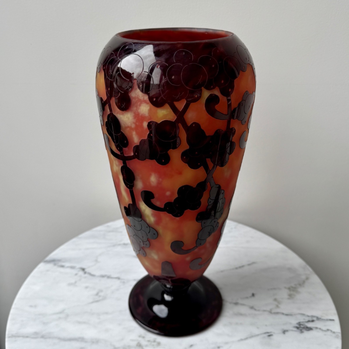 Vase Le Verre Français Charles Schneider décor perlières hauteur 32 cm-photo-4