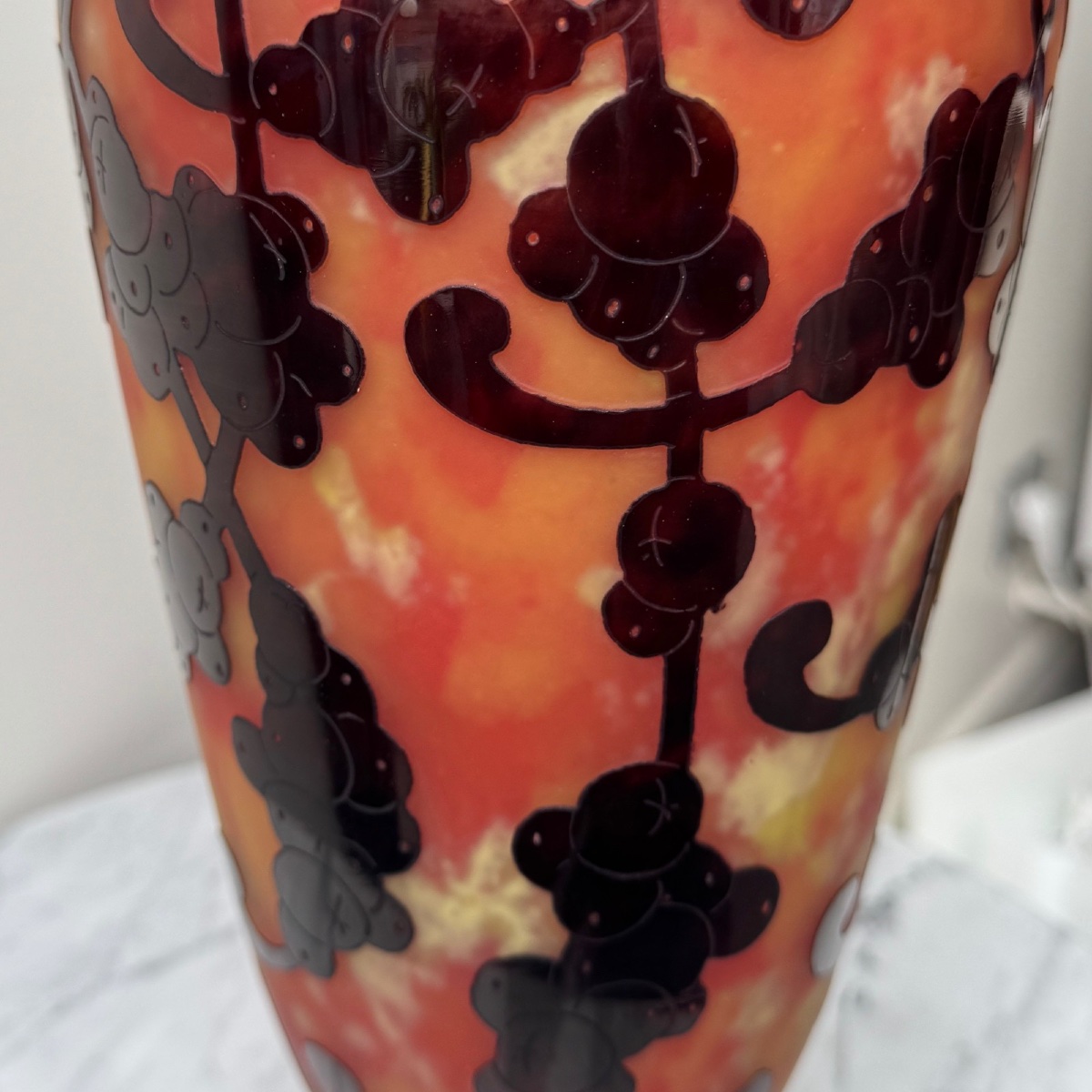 Vase Le Verre Français Charles Schneider décor perlières hauteur 32 cm-photo-7