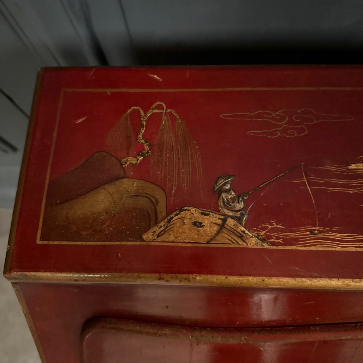 Secrétaire dos d'âne XIXe Napoléon III rehaussé de décors chinois -photo-4