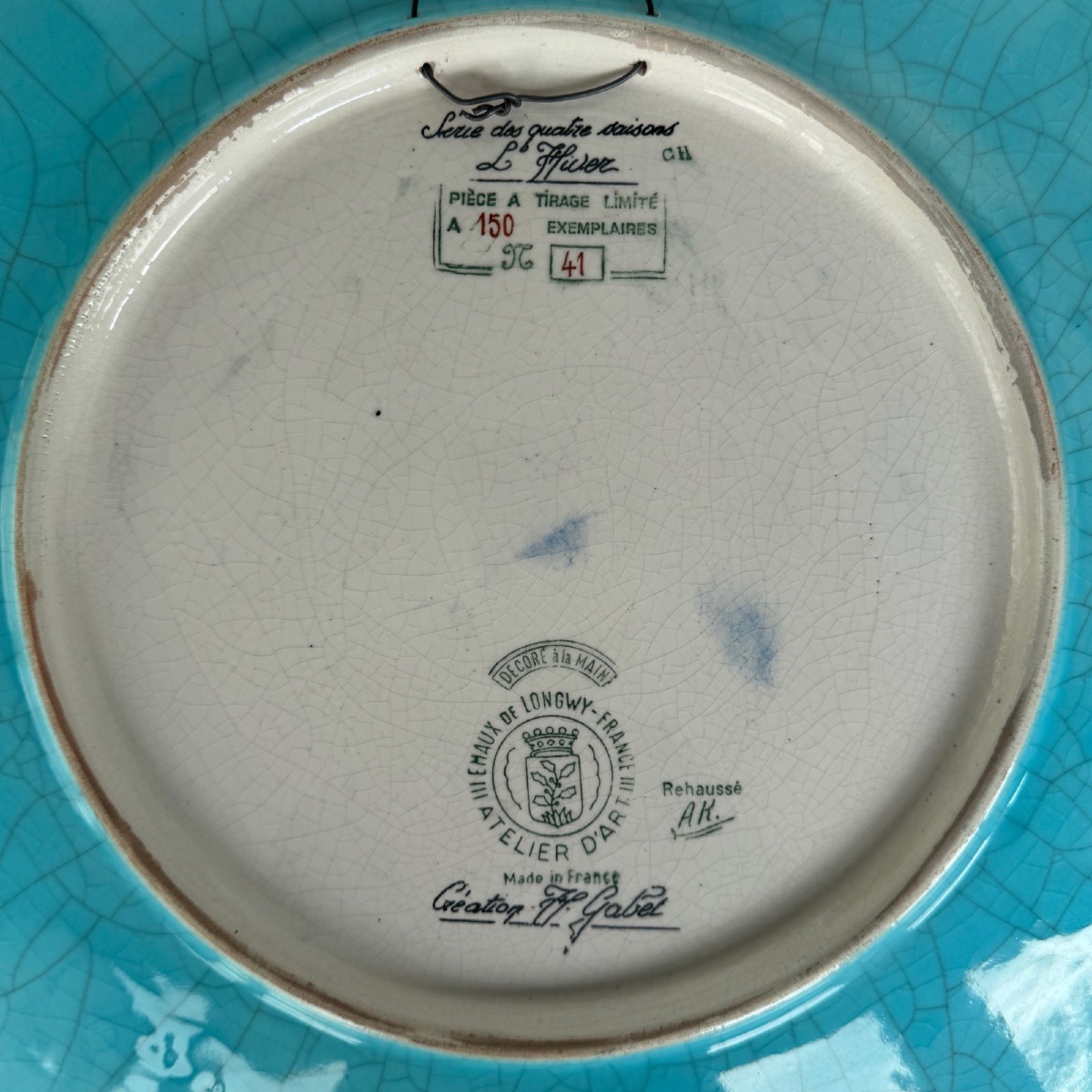 A Series Of Four Dishes Featuring Longwy Enamels Representing The Four Seasons, By Hélène Gabet, 20th Century-photo-8