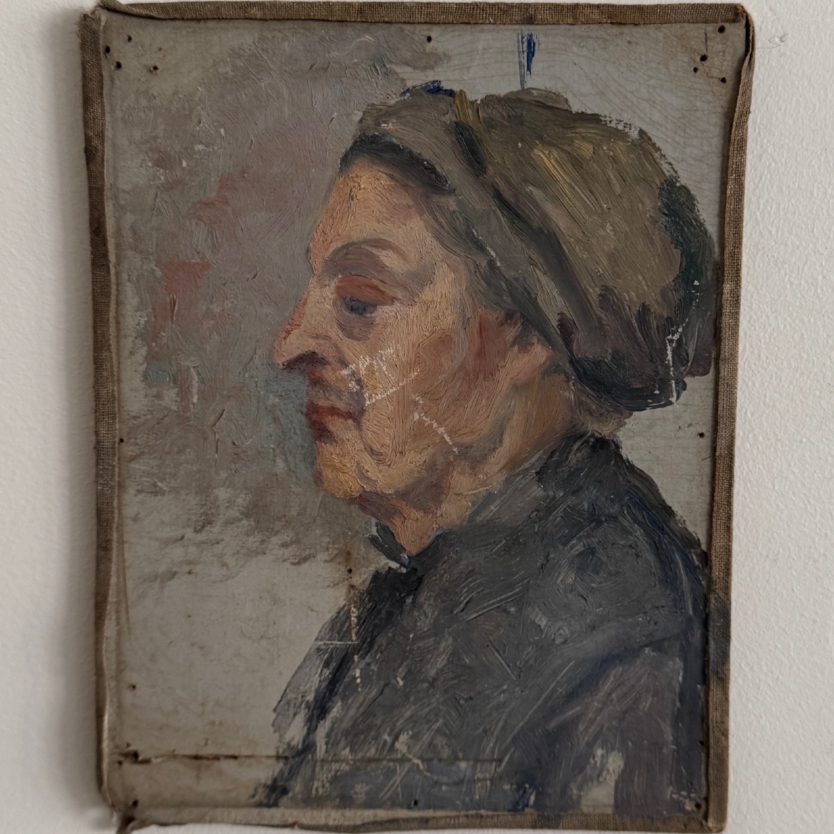 Oil On Canvas Mounted On Cardboard, Portrait Of A Woman, Early 20th Century-photo-3