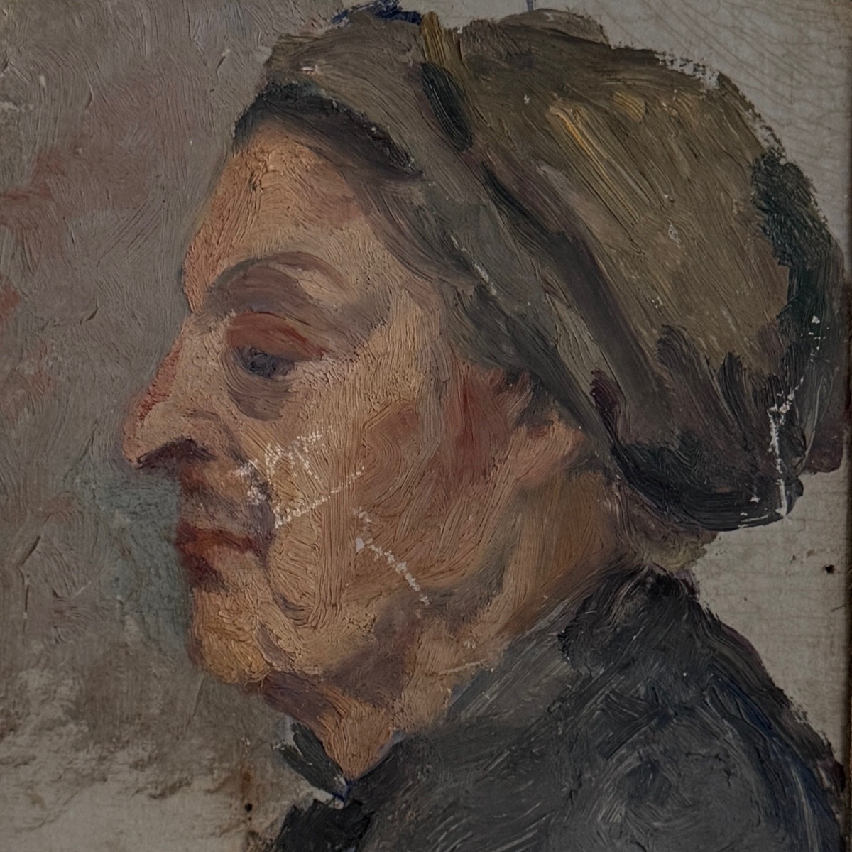 Oil On Canvas Mounted On Cardboard, Portrait Of A Woman, Early 20th Century-photo-4