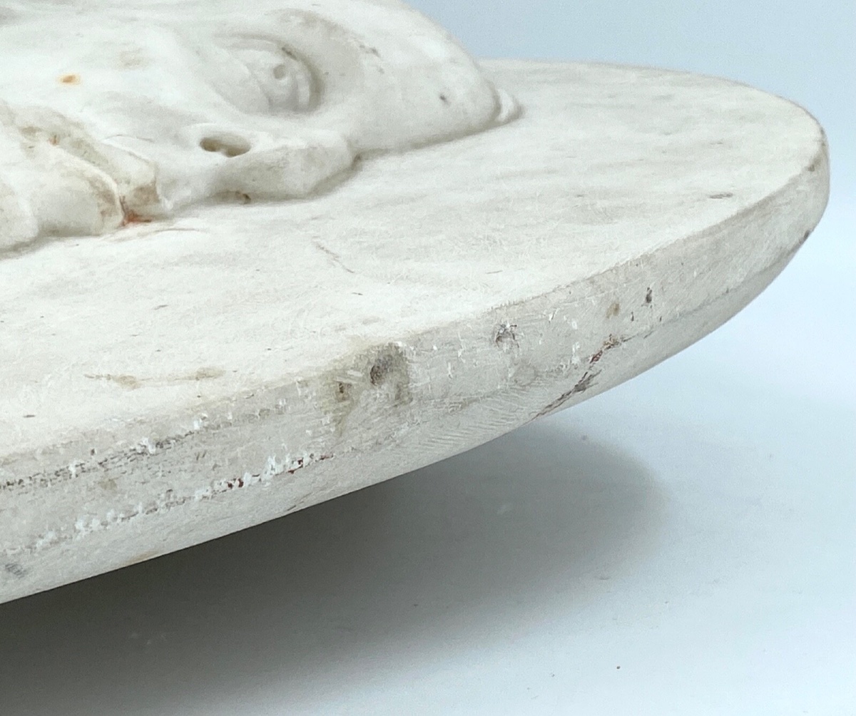 Marble Medallion, Profile, Late 18th/early 19th Century, Monogram Em-photo-3