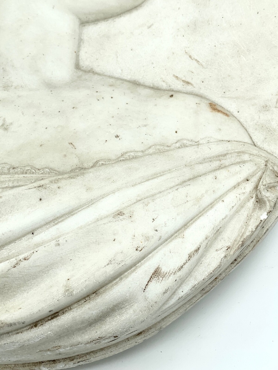 Marble Medallion, Profile, Late 18th/early 19th Century, Monogram Em-photo-4