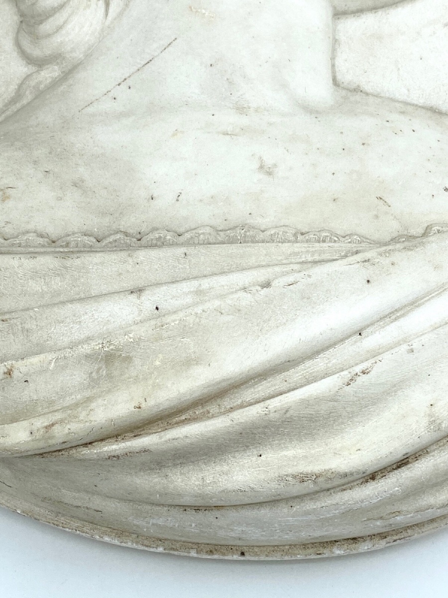 Marble Medallion, Profile, Late 18th/early 19th Century, Monogram Em-photo-1