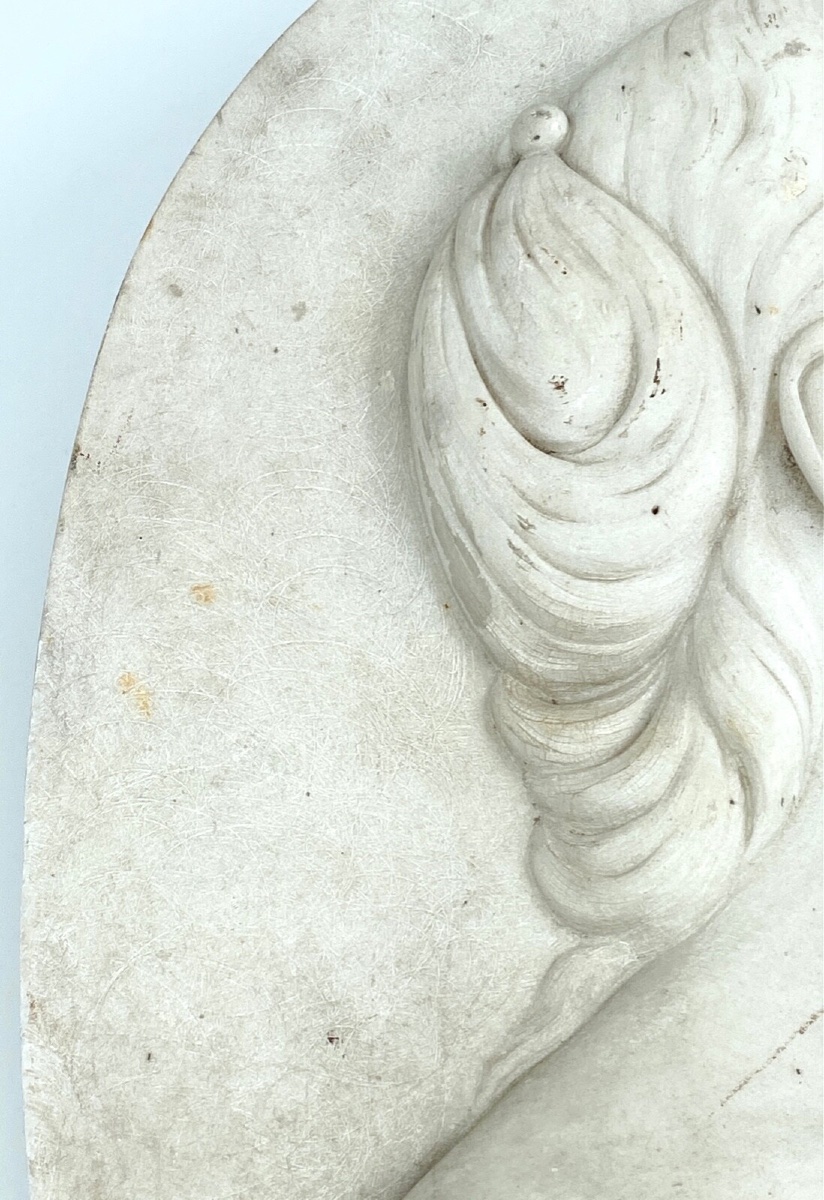 Marble Medallion, Profile, Late 18th/early 19th Century, Monogram Em-photo-3