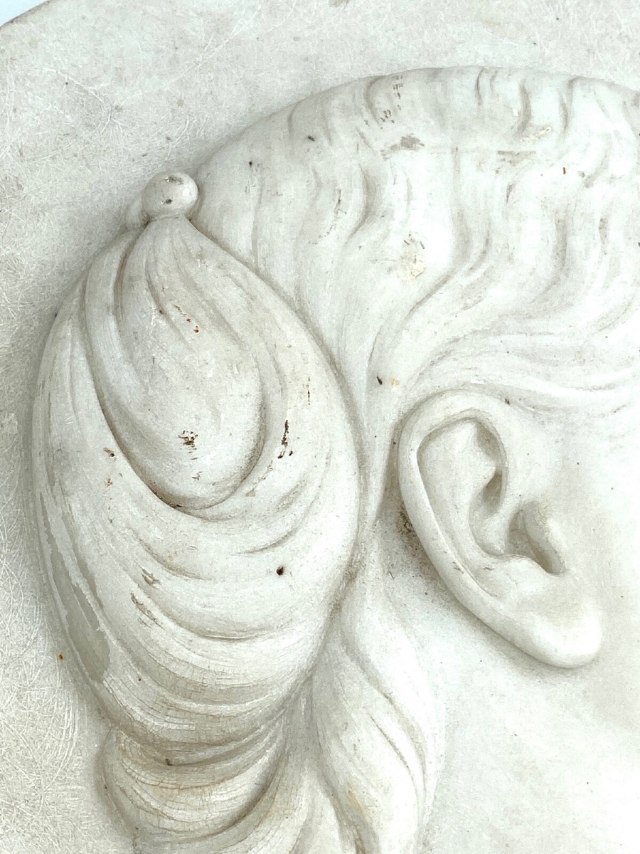 Marble Medallion, Profile, Late 18th/early 19th Century, Monogram Em-photo-7