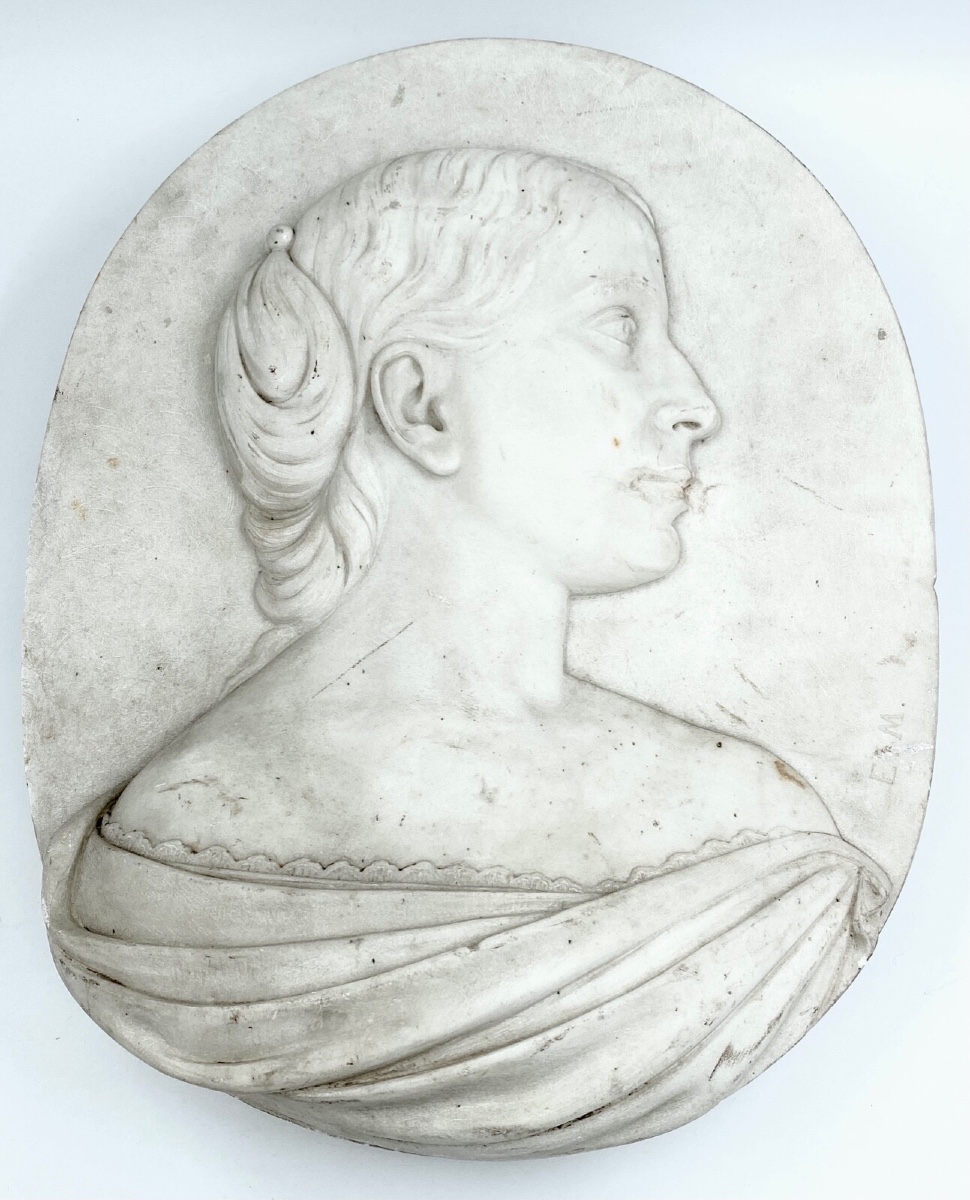 Marble Medallion, Profile, Late 18th/early 19th Century, Monogram Em