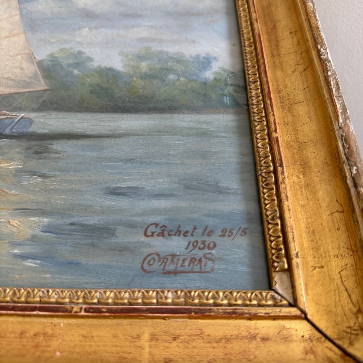 Aquarelle représentant une régate à Gâchet par Cormerais 1930-photo-1