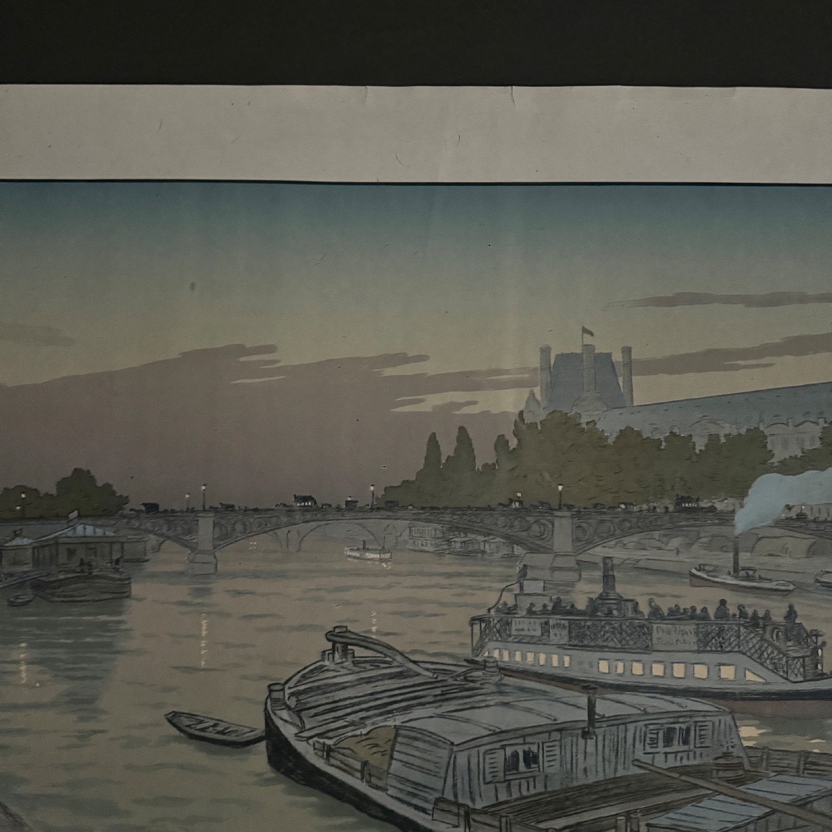 Lithographie par Henri Rivière Le Pont des Saints-Pères et Le Louvre -photo-2