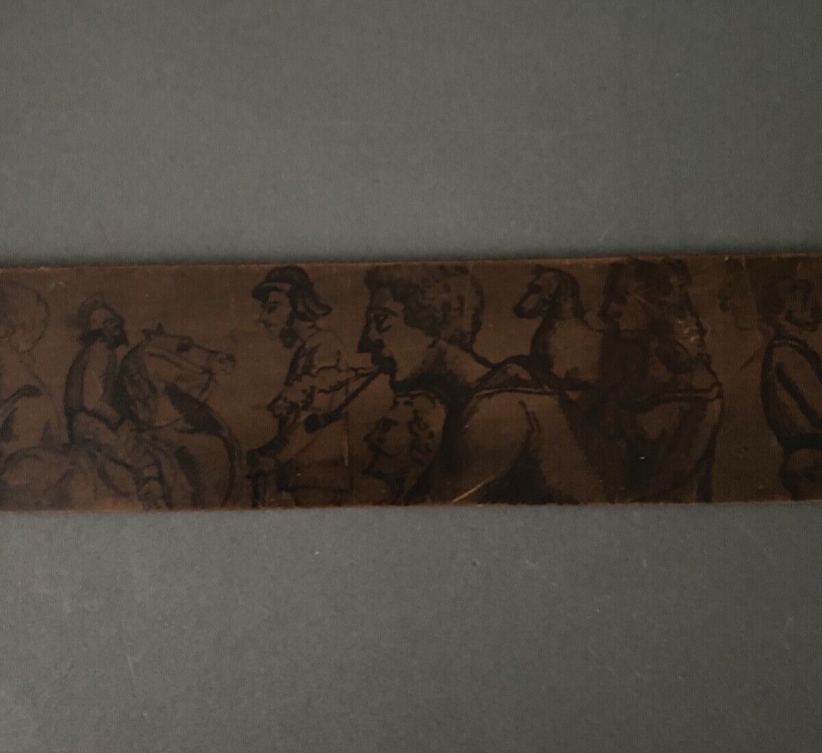 19th-century Wooden Rule Set Painted With A Decoration Of Men And Horses, Fencing And Boxing-photo-3