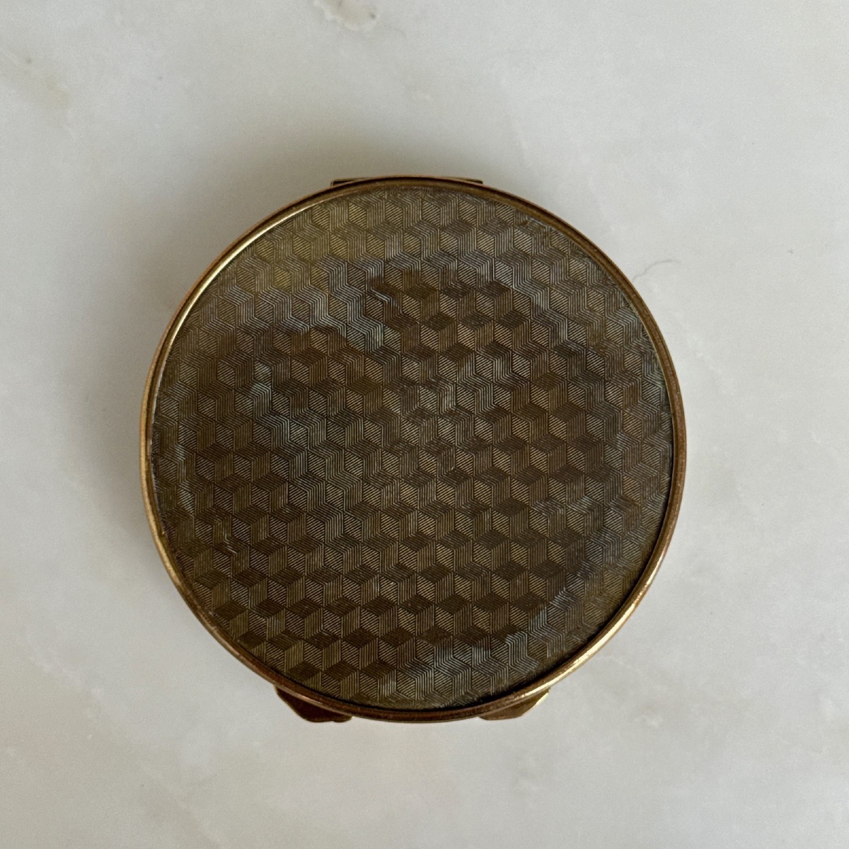 Poudrier indochinois en nacre 1930 finement gravé -photo-3