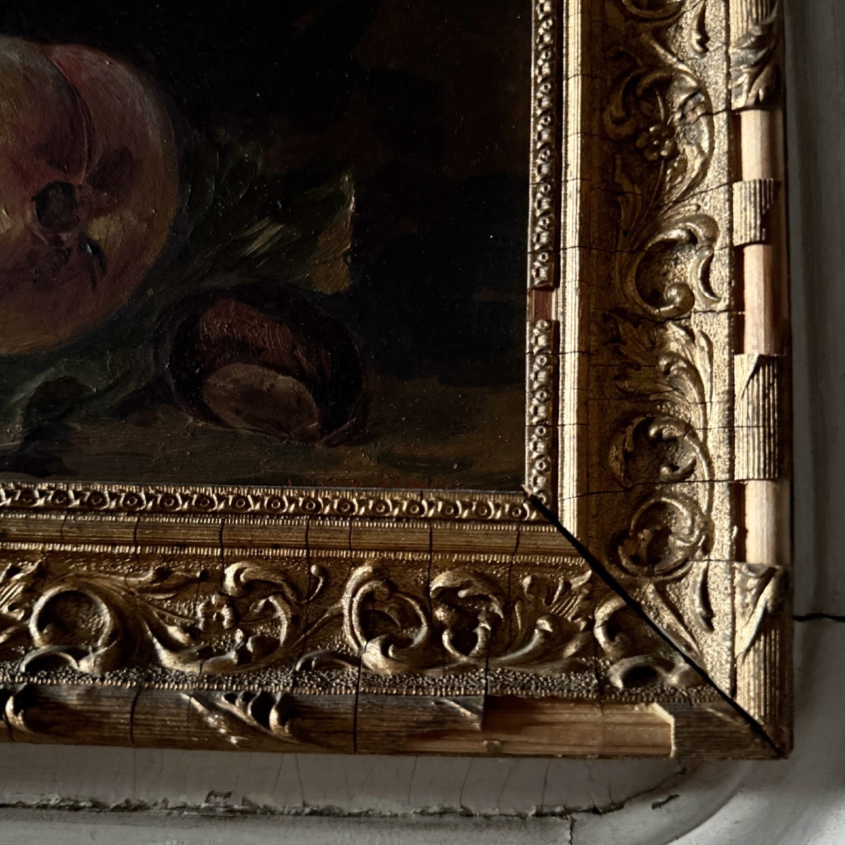 Paire de natures mortes huiles sur carton fruits XXe par L. Gauthier -photo-7